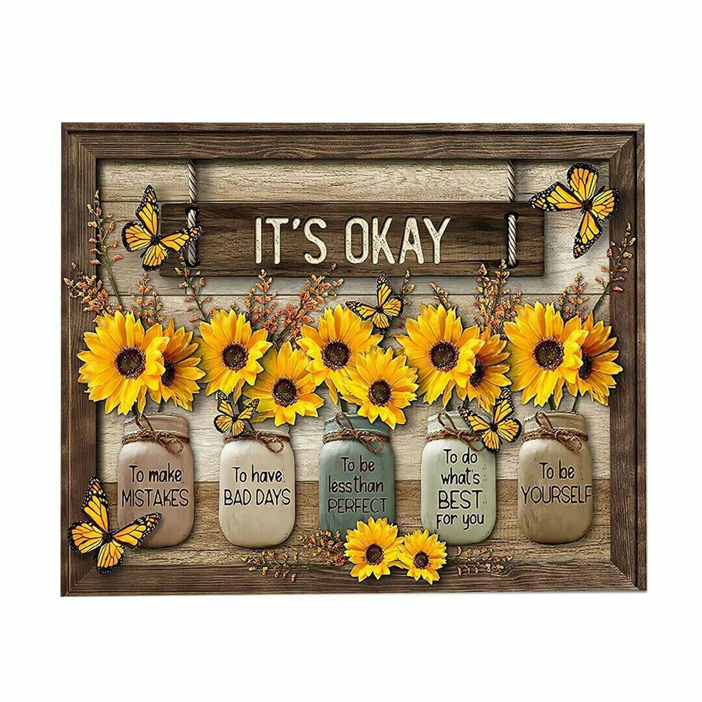 Wooden Wall Art Inspirational Sayings Sunflowers Butterfly Art Inspirational Quotes Wall Art Solid Wooden Style  Canvas Poster Wall Decor Köp Billigt — Fri Frakt, Ärliga Recensioner Med  Bilder — Joom