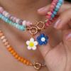 Cute Colorful Beaded Daisy Pendant Necklace for Women Trendy Handmade Beaded Plant Floral Necklace Charms Waterproof Jewelry