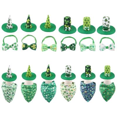 Dog Top Hat Collar Holiday Shamrocks for Small Medium Girl Dogs Cats Dog Collar Necklaces Kerchief Costumes