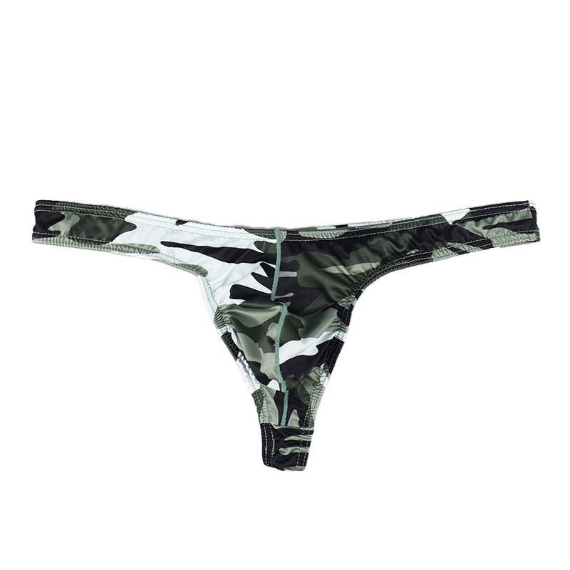 1 ks Pánské spodní prádlo Polyesterové vlákno Sexy G-string T-back Bikiny S nízkým pasem Maskáčová kapsička Tanga