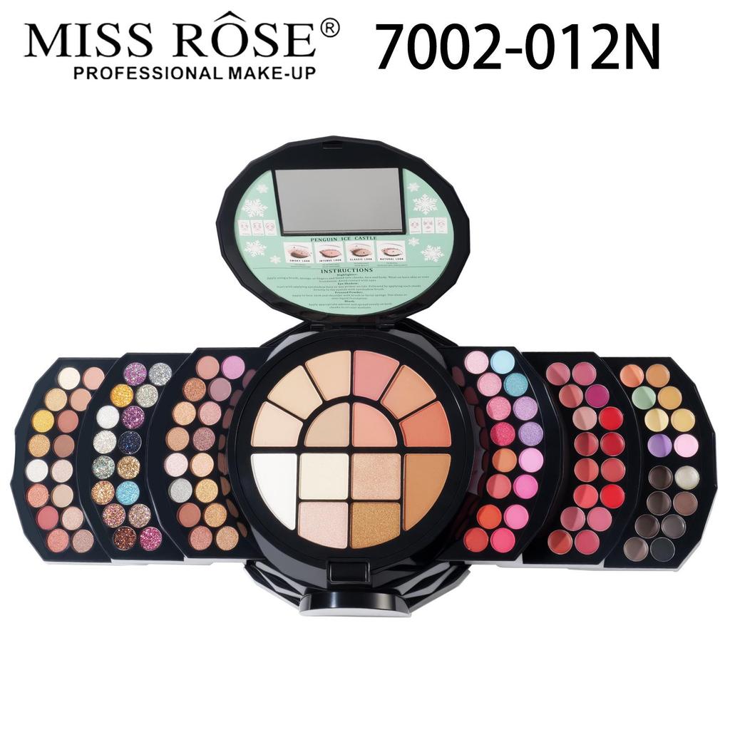 Σετ Παλέτα Μακιγιάζ Ματιών MISSROSE: Περιλαμβάνει Σκιά Ματιών, Lip Gloss, Κραγιόν, Ρουζ, Highlighter και Πούδρα Compact.