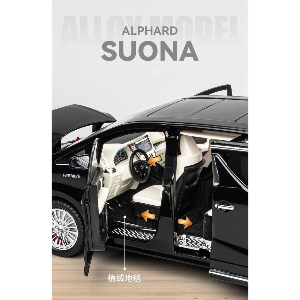1/18 Toyota Alphard MPV Alloy Die Cast Toy Car Model Sound and Light Children's Toy Collectibles Birthday Gift