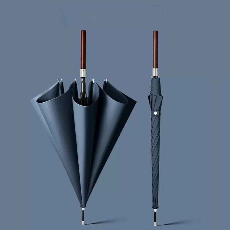 Light Luxury Long Wooden Handle Umbrella Fully Automatic Enlarged Thickened Reinforcement Wind Resistant Business Golf Umbrella
