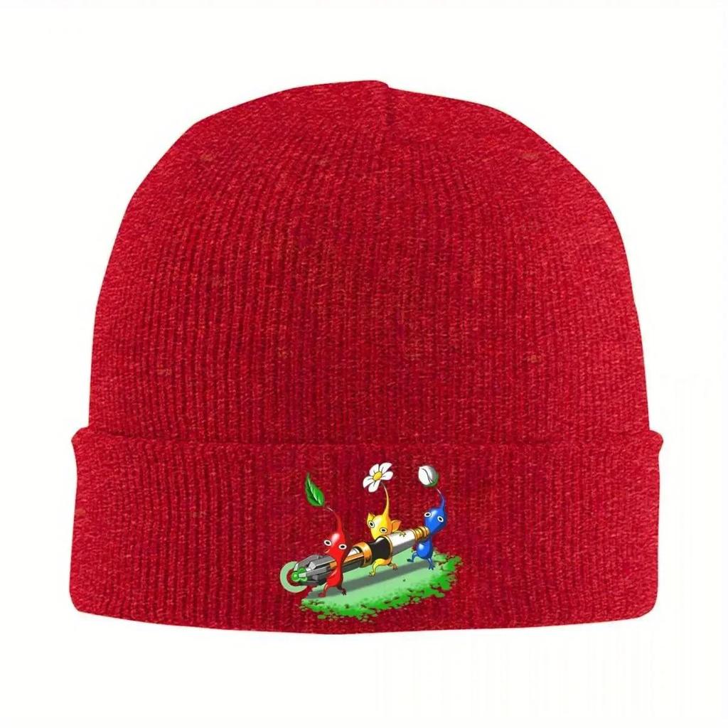 Pikmin Cute Knitted Hat Beanies Winter Hats Warm Acrylic Casual Video Game Cartoon Caps Unisex Women Gifts