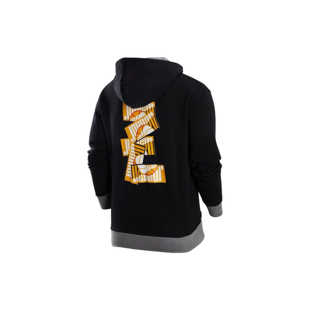 Jordan Alphabet Logo Print Basketball Hoodie Sweatshirt Men Tops Black DV7749-010