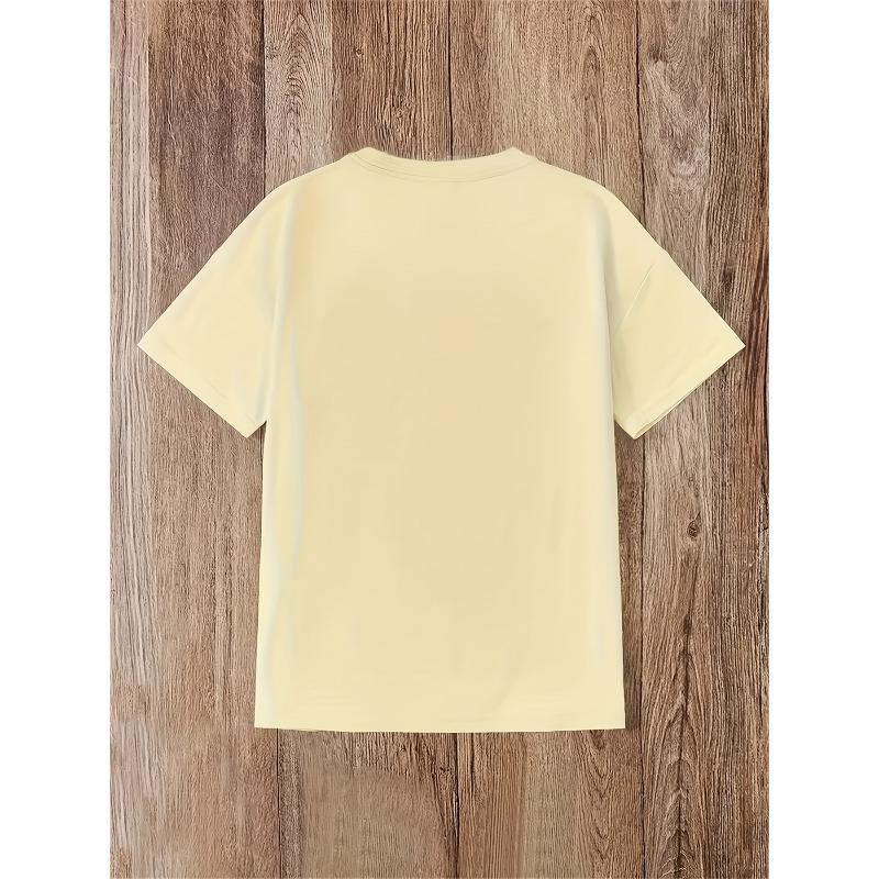 Girls Crewneck Short Sleeve Tee, Cat & Rainbow Print Trendy Soft Casual Top