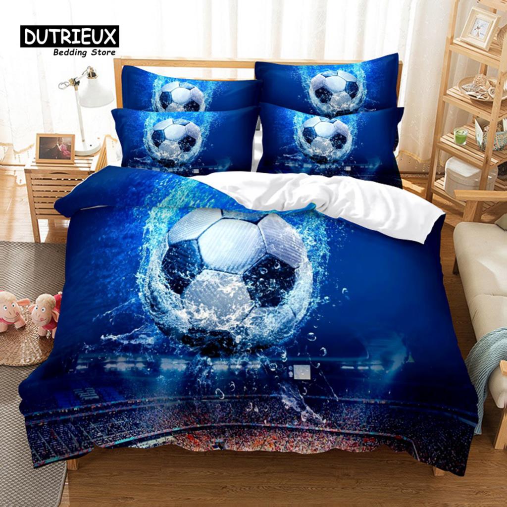 Sports Football Bedding Set, 3Pcs Duvet Cover Set, Soft Comfortable Breathable Duvet Cover, For Bedroom Guest Room Decor