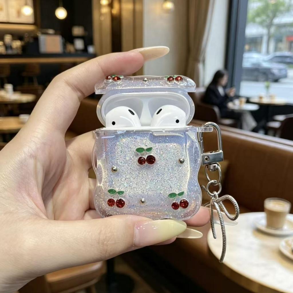 The new Epoxy red cherry earphone case is suitable for Apple AirPods 1 protective case AirPods pro1 earphone case