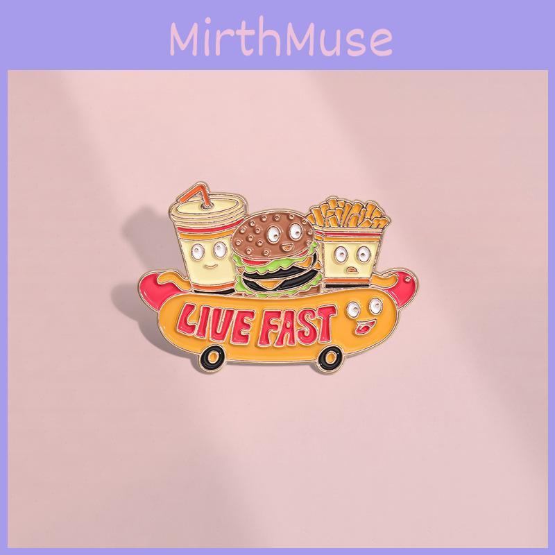 Distinctive Food Cartoon Brooch Stylishly Designed With Hamburger Fries And Hot Elements Dog