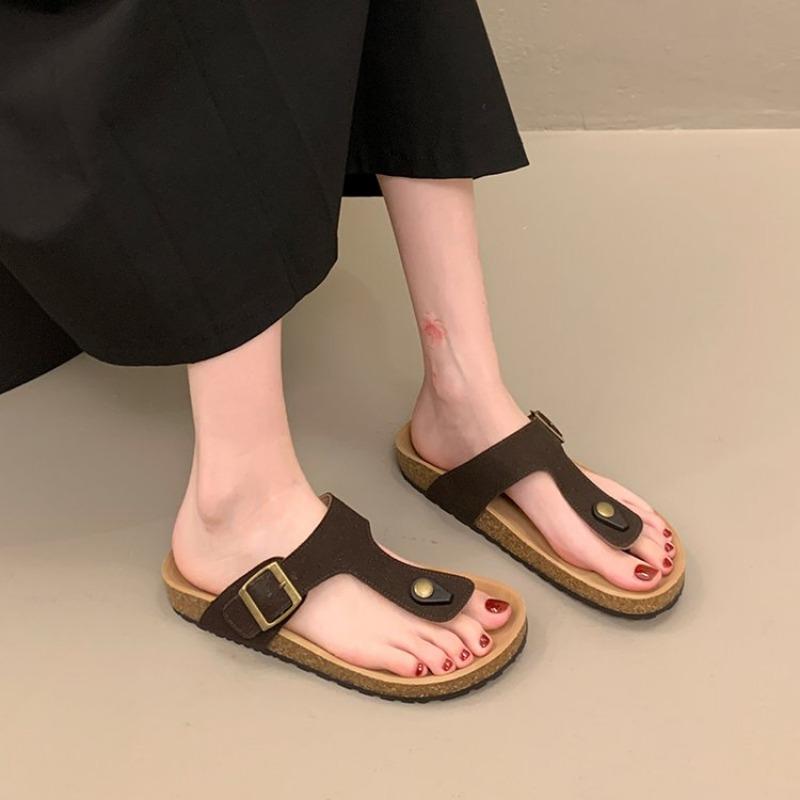 Fashion Summer New Soft Sole Flat Heel Sandal Slippers Herringbone Slippers Women's Shoes Cork Beach Slipper Women's Slippers Outside