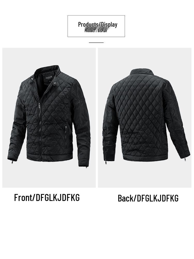 Pánská lehká bavlněná prošívaná bunda se stojáčkem - podzim/zima 2021 Korejský styl