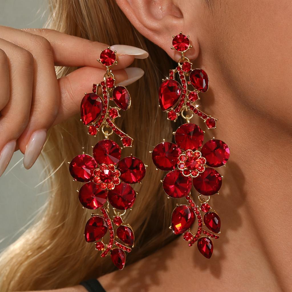 Versatile Light Luxury Flower Tassel Earrings for Women's Banquet and Wedding Versatile Accessories New Hot Selling