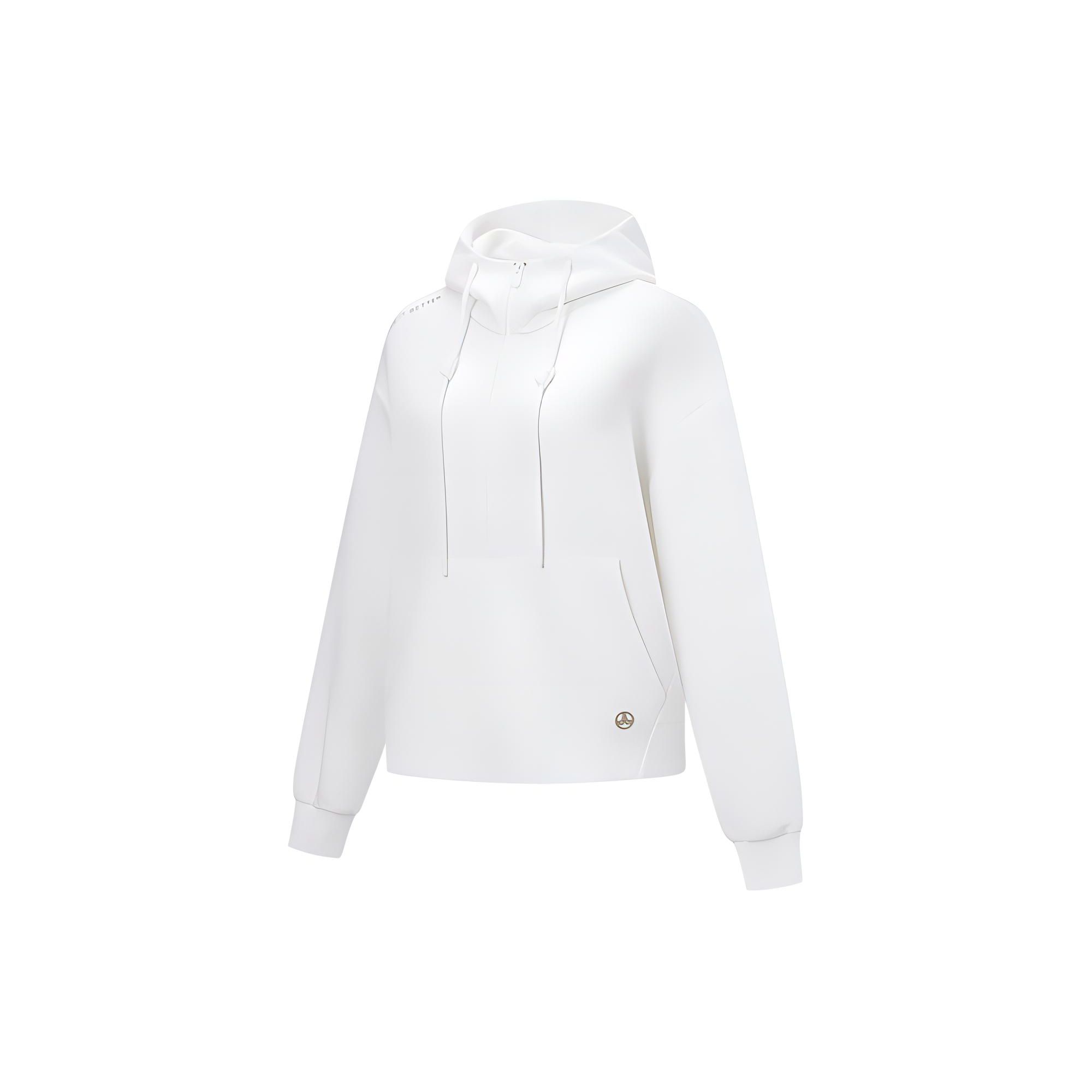 

Li-Ning Solid Color Large Pocket Hoodie Women hoodies Off-White AWDTB92-8 L