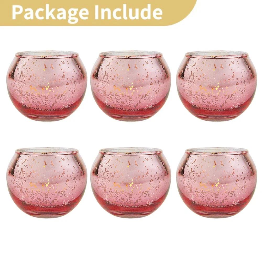 6/12Pcs Mercury Glass Candle Holder Tea Lights Christmas Party Wedding Centerpieces Candlestick for Home Decoration