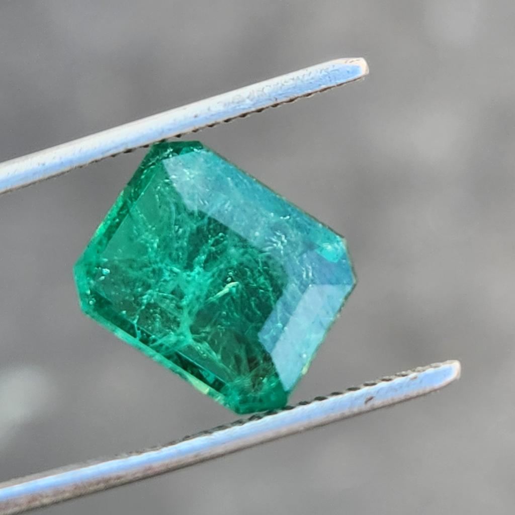 Certified Natural Zambian Green Emerald 11.60 Ct Emerald Cut Loose Gemstone