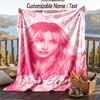Personalized Flannel Throw Blanket,Sabrina Carpenter Custom Printed Name, Cozy Plush Blanket For Home Use