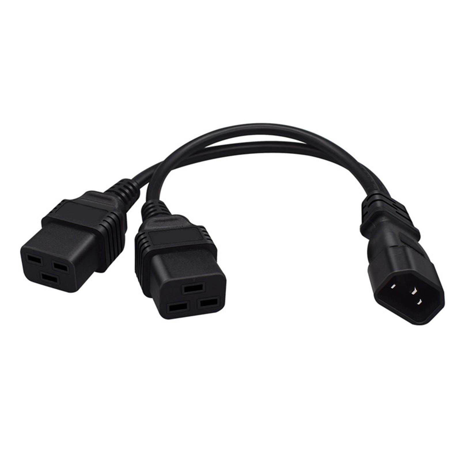 

Double Output PDU Power Cord 30cm C14 to Double C19 Splitter Power Cord PVC Electrical Adapter for Various Devices