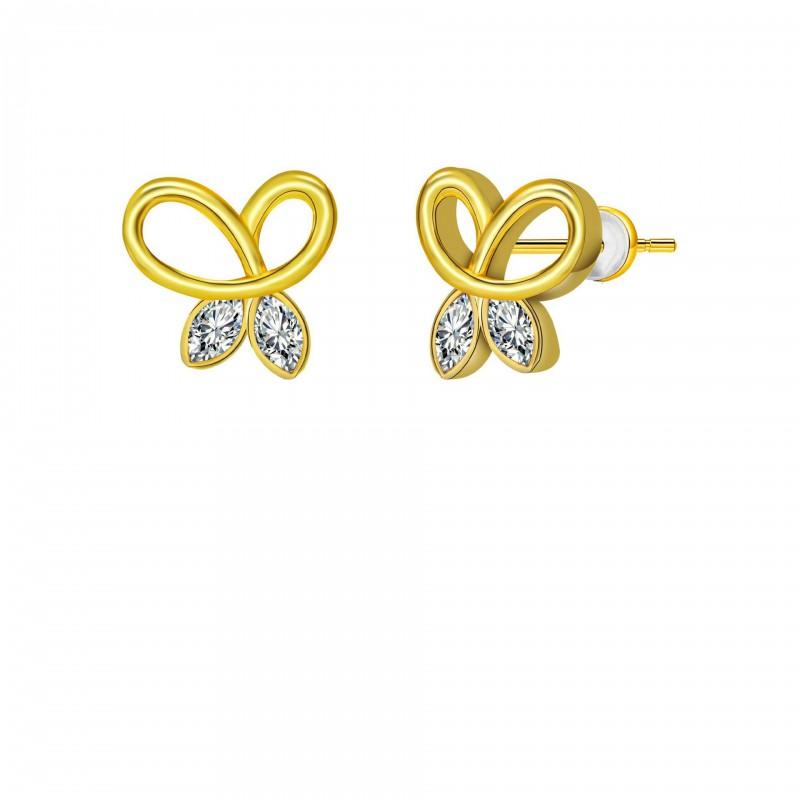 Gold Plated Butterfly Knot Stud Earrings Women Post Hypoallergenic Minimalist Fashion Jewelry Gold-plated - Rhodium-plated