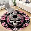 1pc Skull Flowers Office Round Area Rug, Indoor Mat Suitable For Office, Under Office Chairs Bedroom Living Room Home Decor, Room Deco