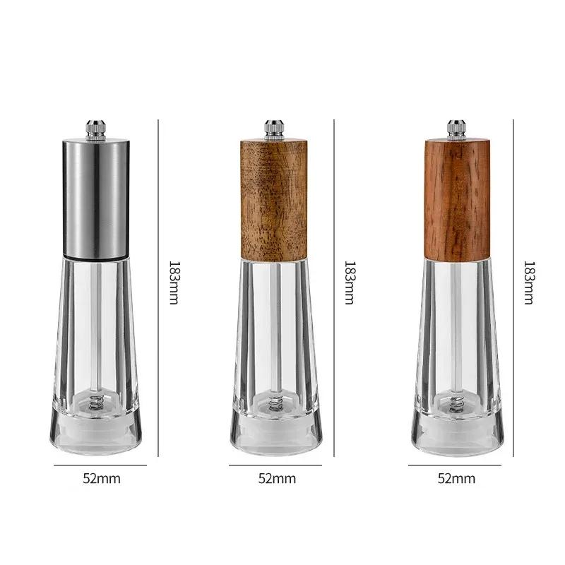 1Pcs Antique Color Wooden Pepper Mill Manual Salt Spice Grinder With Adjustable Ceramic Core Pepper Grinder Kitchen Helper