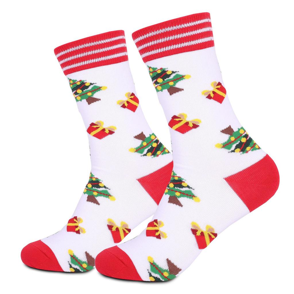 Festive Mid-Calf Christmas Socks - Santa & Elk Design