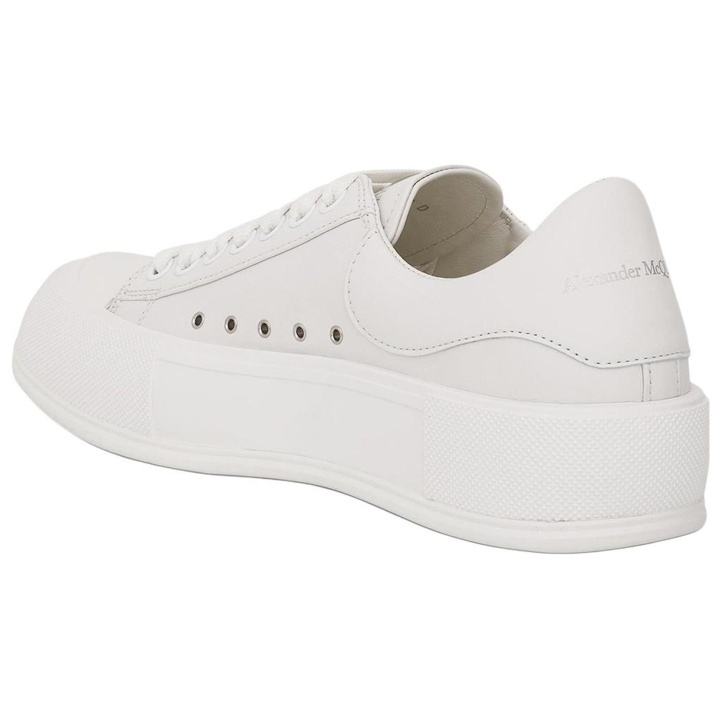 Alexander Mcqueen Deck Leather Comfortable Low Top Stylish Skateboarding Shoes Men's White 705201WIAB69065