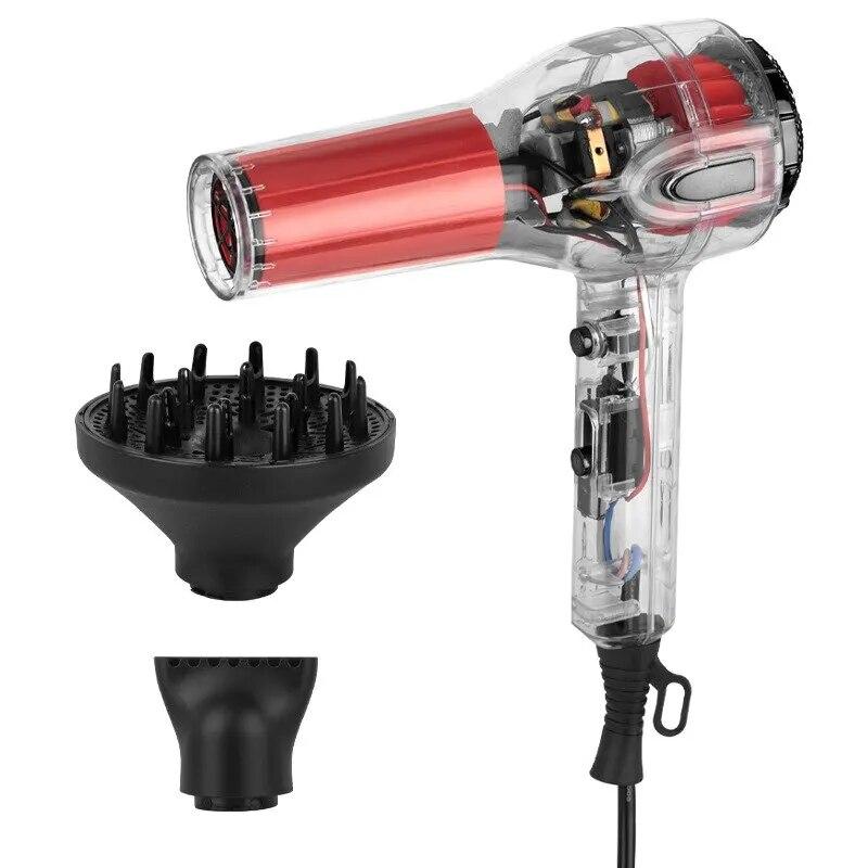 Sèche-cheveux transparent avec diffuseur sèche-cheveux ionique sèche-cheveux portable professionnel accessoires pour femmes bouclées