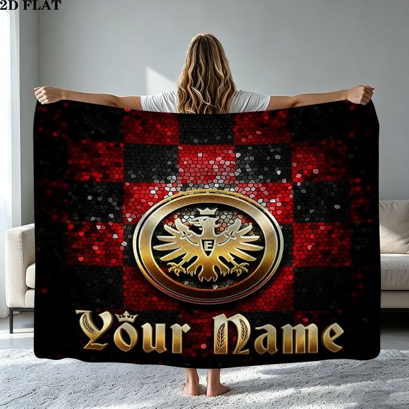 1PC Eintracht Frankfurt Custom Name Patterned Flannel Blanket Suitable For All Seasons for Home Decor Warmth and Comfort Gifts Holiday Present