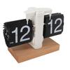 Flip Desk Clock Auto Mechanical Flip 12H AM PM Wood Base Battery Powered Vintage Retro Digital