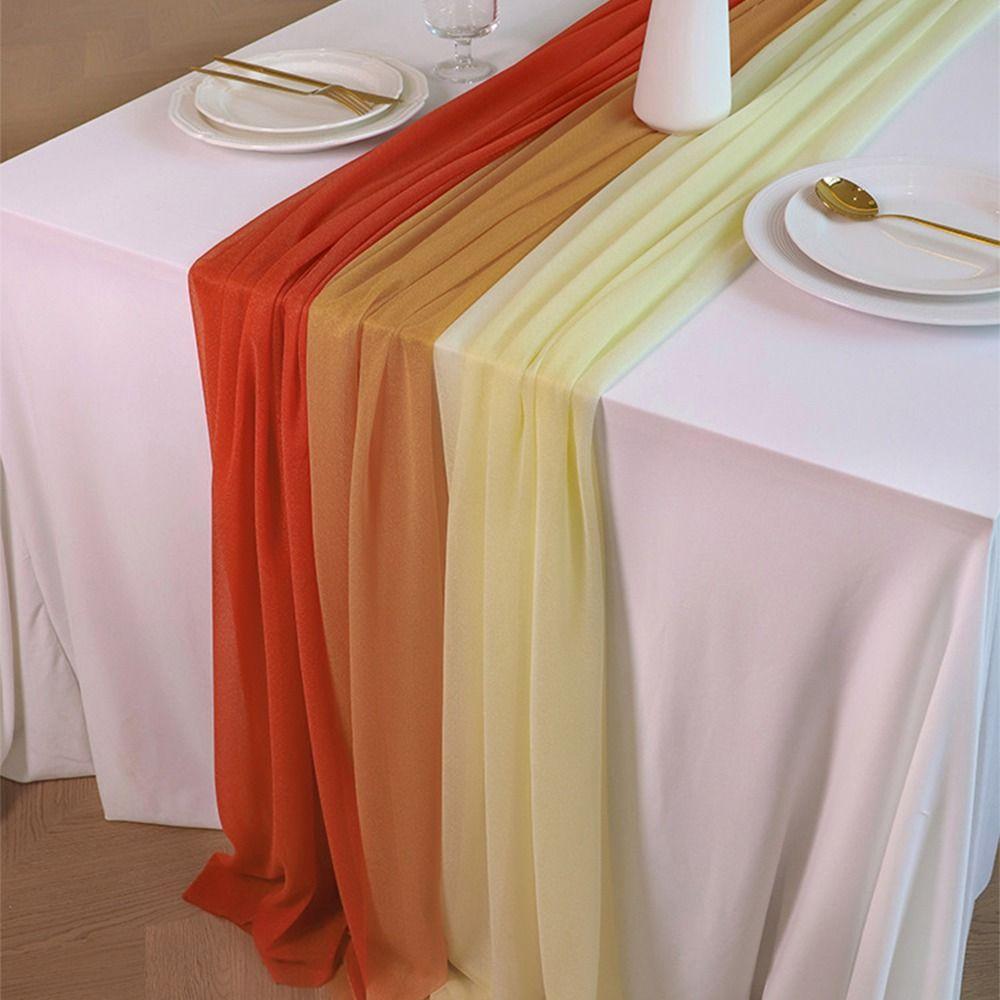 Herbruikbare Chiffon Tafel Runner Effen Kleur Bruiloft Tafel Runner Gaas Tafel Runner Eettafel