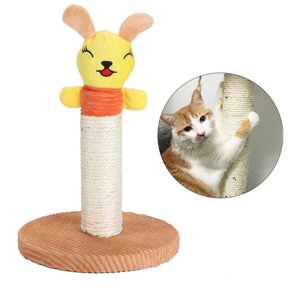 Removable Natural Sisal Pet Cartoon Animal Scratch Climbing Cat Toy Tree Frame(Yellow Rabbit)