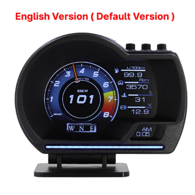 Новейший A500 Автомобильный HUD-дисплей Auto Meter Турбо-датчик Head Up Display OBD2 Умный цифровой одометр Сигнализация Температура воды и масла Обороты English version