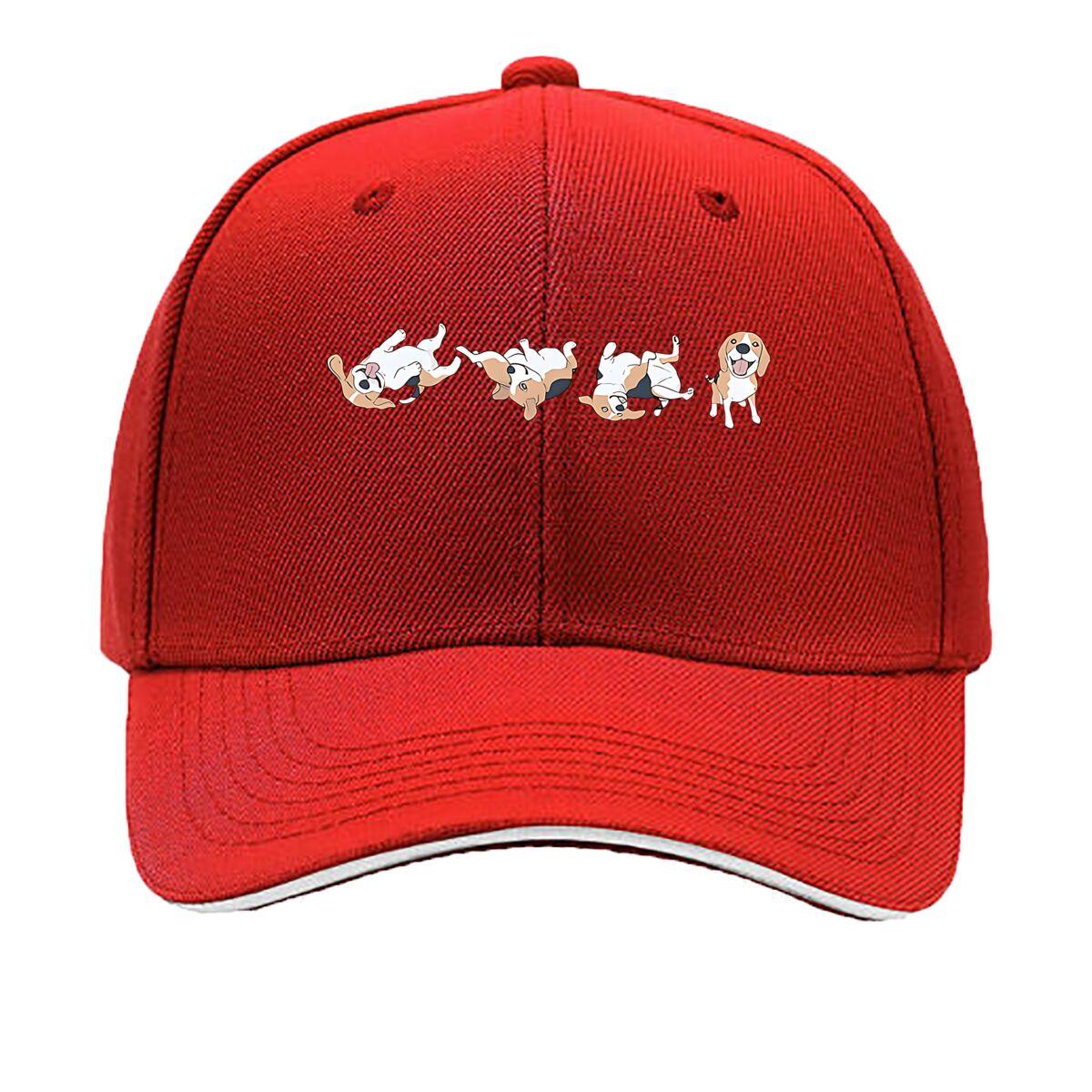 Cartoon Dog Print Front Knot Sandwich Baseball Cap One Size