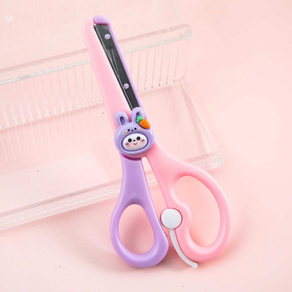 1Pcs Loop Scissors Colorful Grip Scissors Loop Handle Self-Opening Scissors Adaptive Cutting Scissors for Children Adults