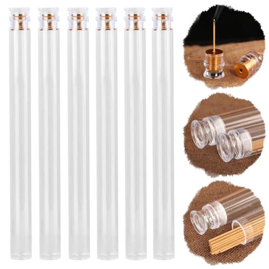 6ks trubice vonné tyčinky Průhledná akrylová Odnímatelná vzduchotěsná víko Stojan na vonné tyčinky Stolní kadidlo Nádobka na kadidlo pro meditaci na jógu