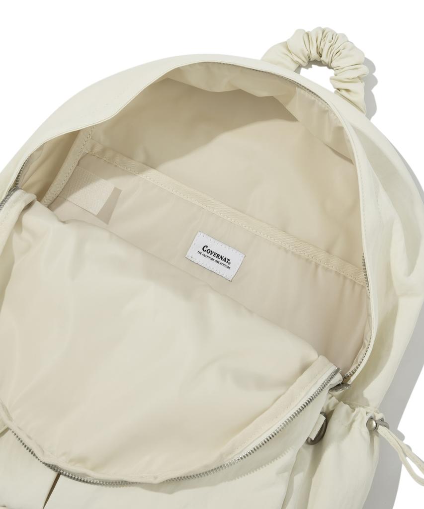Covernat Woman Clover Heart Shirred Nylon Backpack Ivory