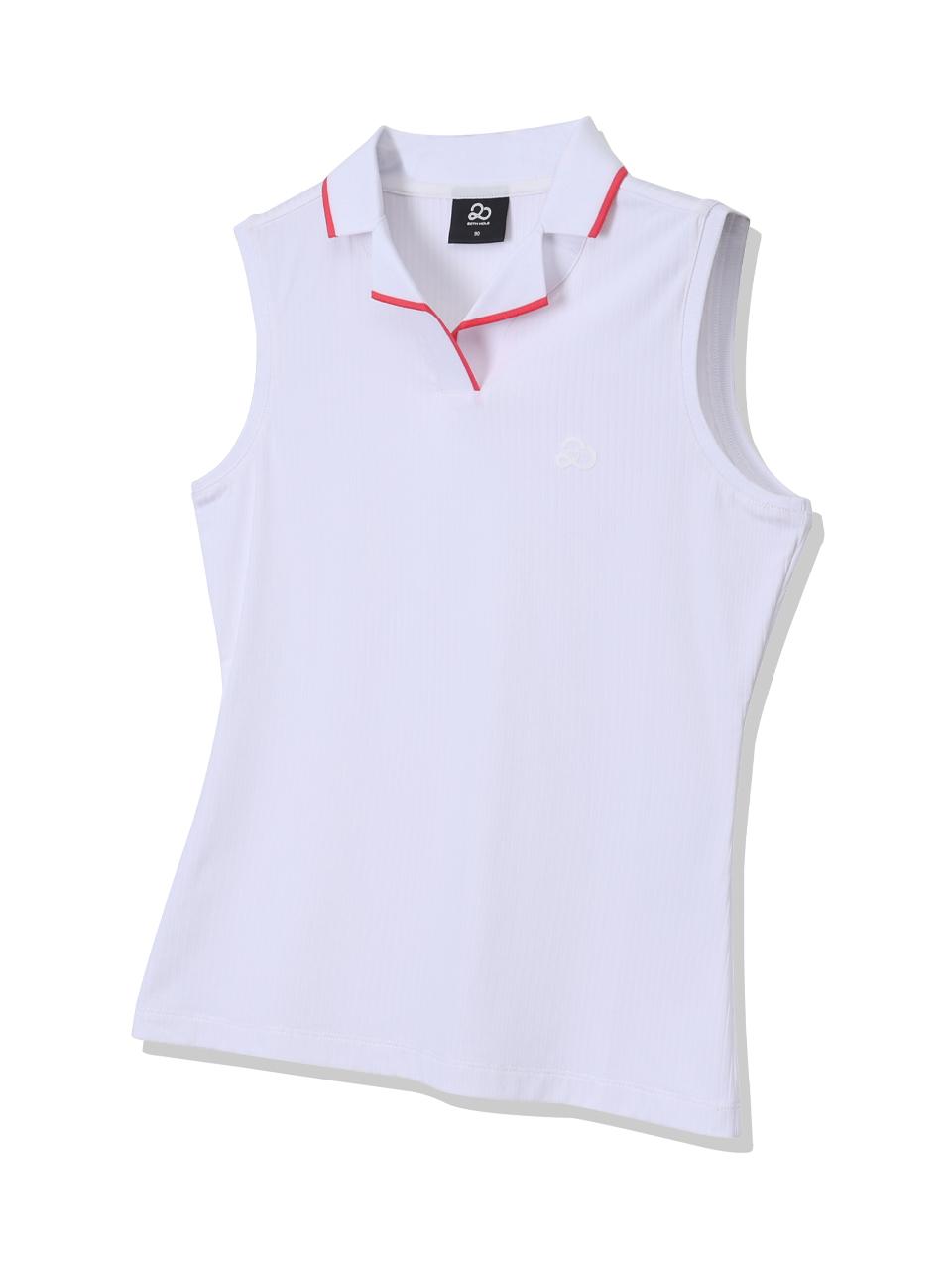 Twenis Hall Ribbed Collar Contrast Sleeveless Women [White] White/90