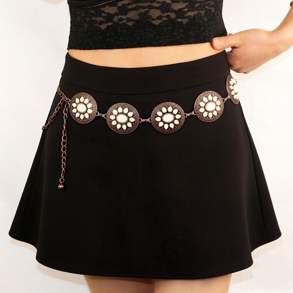 Sunflower Retro Bohemian Metal Waist Chain for Women – Ethnic Handmade Jewelry Belt
