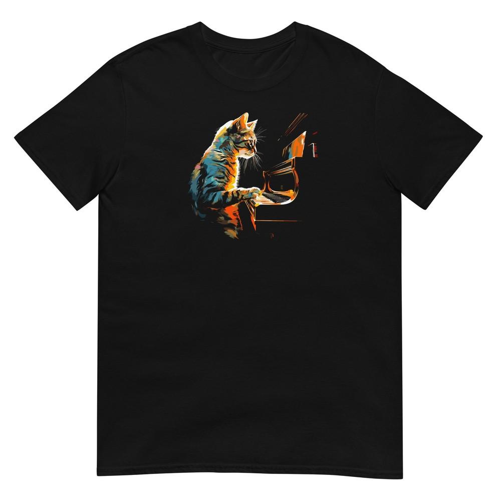 Katzen T-Shirt Klavierspieler Tee Kätzchen Katzen Liebhaber Haustier T-Shirt Unisex Design Unisex T-Shirt