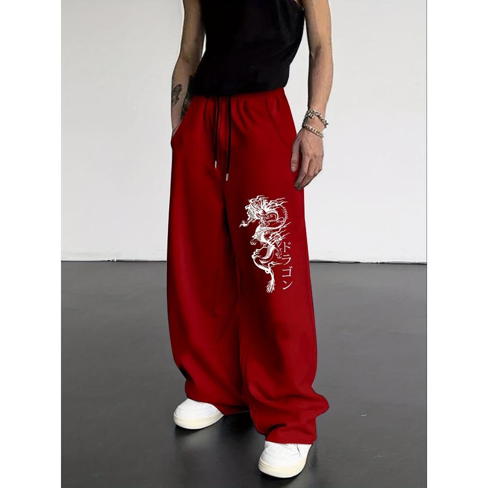 

Men s Dragon Print Drawstring Waistband Sports Pants, Regular Casual and Comfortable Jogging Pants, Classic Sports Pants S