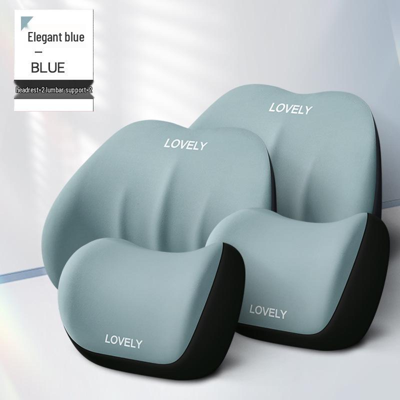 Car Memory Foam Headrest and Lumbar Support Cushion Set