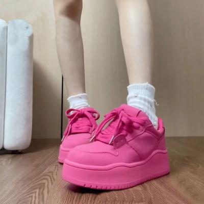 2024 Summer New Summer RV Dopamine Yellow Board Shoes Female American Internet Celebrity Explosion Thick Sole Heightening Casual Shoes