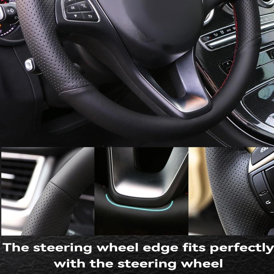 Customized Car Steering Wheel Cover C-Class Kompressor 2001-2006 Non-Slip Car Hand-sewn Steering Wrap For Mercedes-Benz W203