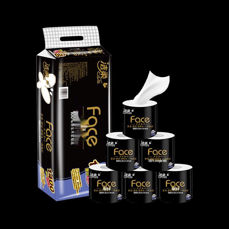 Jie Rou Black Face 4-Ply Large Core Toilet Paper