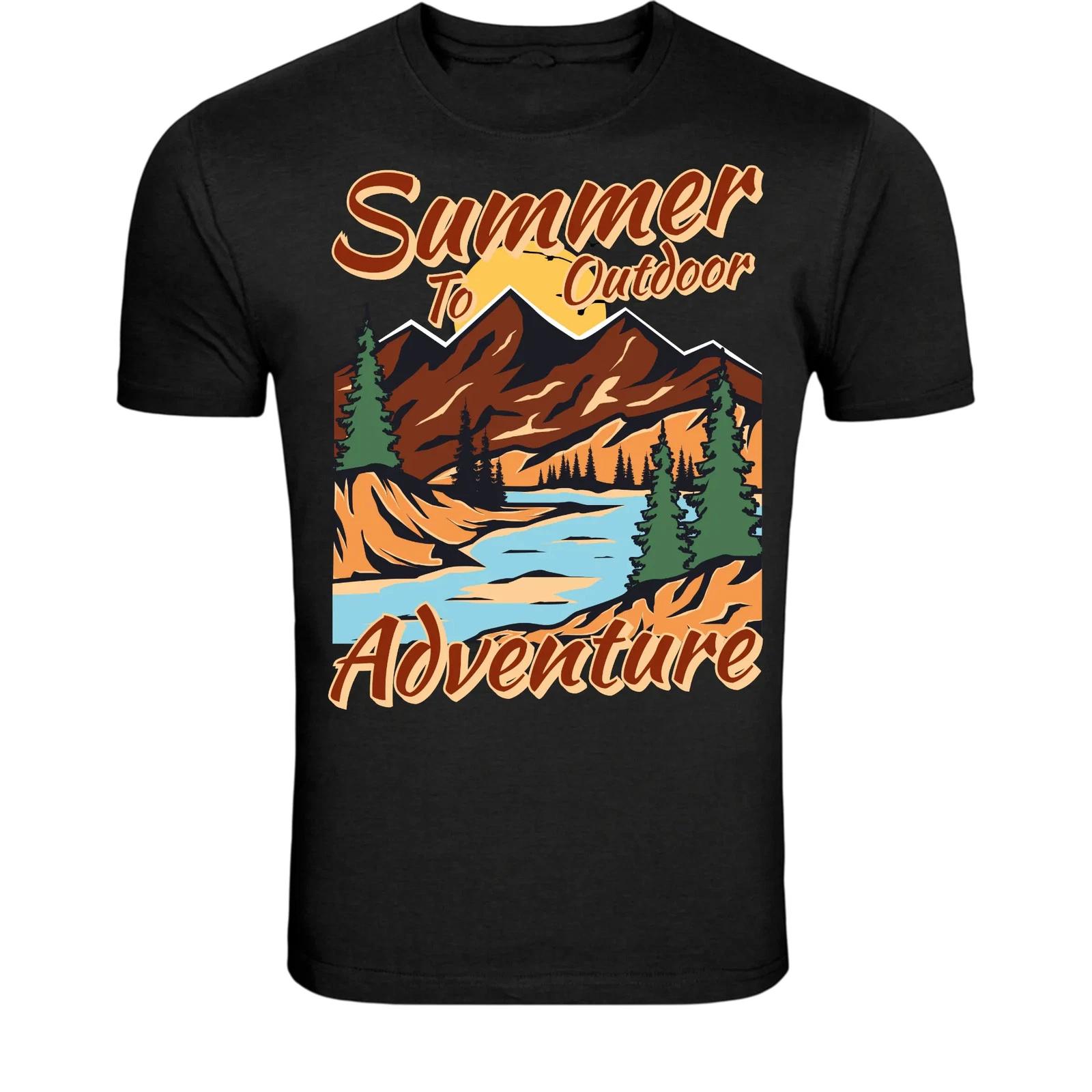 Summer Outdoor Adventure T-Shirt - Mountain Nature Graphic Tee S