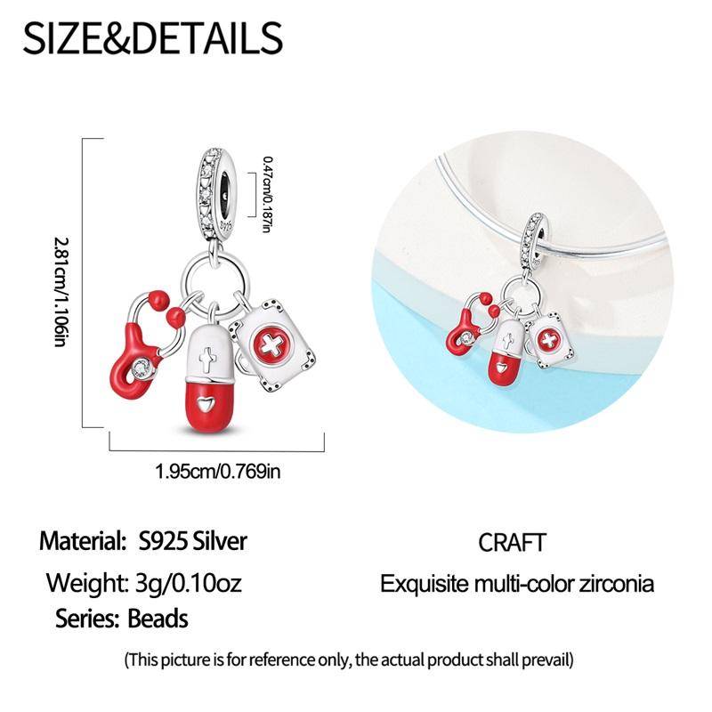 Copper Physical Health Nurse Medicine Box Stethoscope Charms Medicine Beads Fit Original Bracelets Diy Jewelry