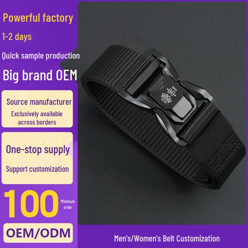 Men's Tactical Nylon Auto-Buckle Belt for Outdoor Work & Military Training