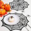 1 Stück Halloween Spinnennetz Essensmatte Durchmesser 30cm Schwarze Spitze Essensmatte