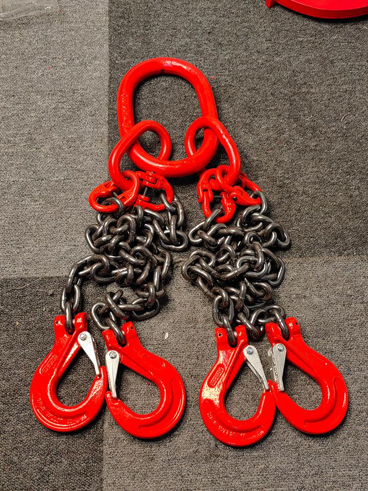 Double Leg Quad Hook G80 Manganese Steel Chain Sling Rigging Hoist Set