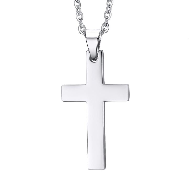 Classic Men Cross Pendant Necklace For Male Stainless Steel Necklace Statement Cruz Jewelry 24" Link Chain